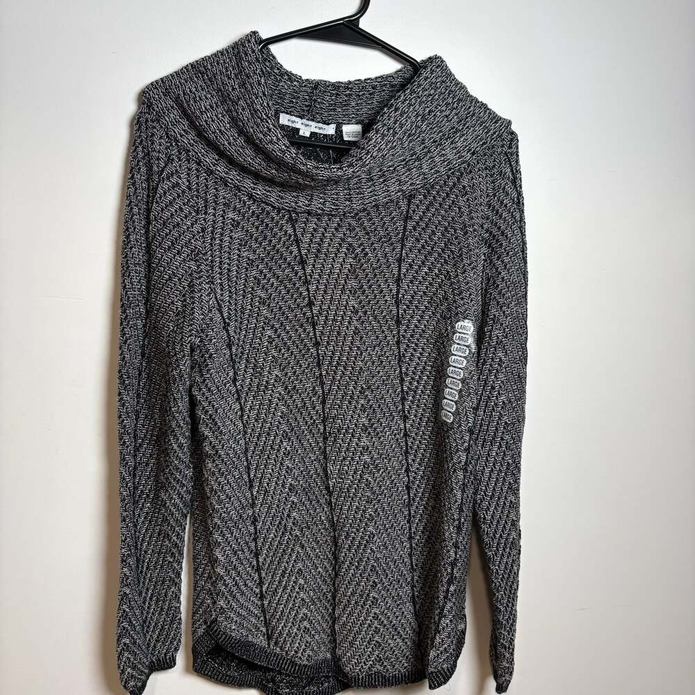 eight eight eight Black and White Cowl Neck Tunic Pullover Sweater Size L
